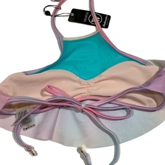 Wildfox Fairy Hologram Pastel Bikini Size XS Tank & String Bikini Bottom New - Picture 3 of 9